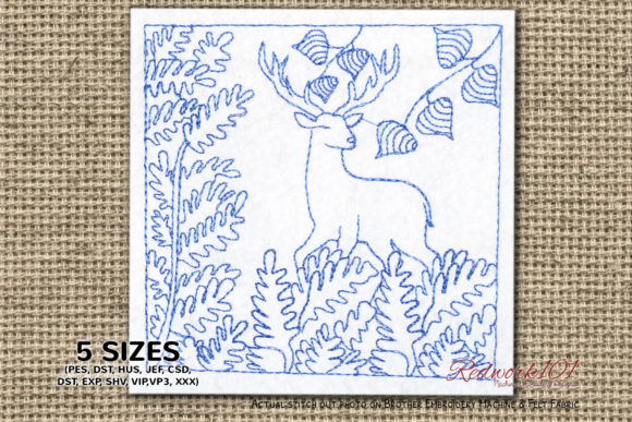 Abstract Deer Design Lineart for Embroidery