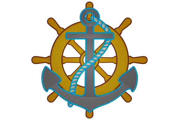 Anchor and Ship s Wheel: A Versatile Embroidery Design