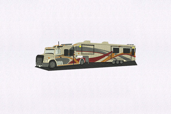 Camouflage Truck: A Detailed Embroidery Design