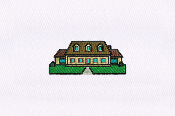 Charming Suburban House for Seasonal Embroidery