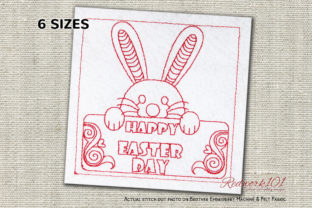 Happy Easter Day Redwork: A Charming Embroidery Design