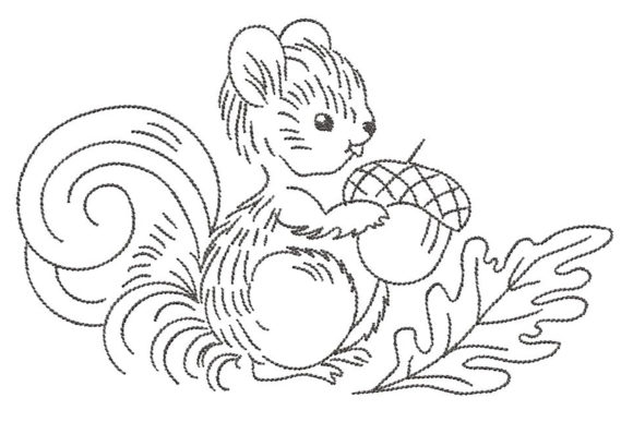Squirrel Simplistic Lines: A Charming Embroidery Design