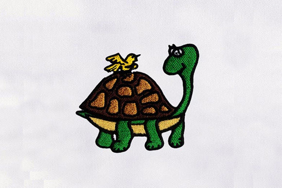 Turtle and a Bird Design: A Coastal Embroidery Gem